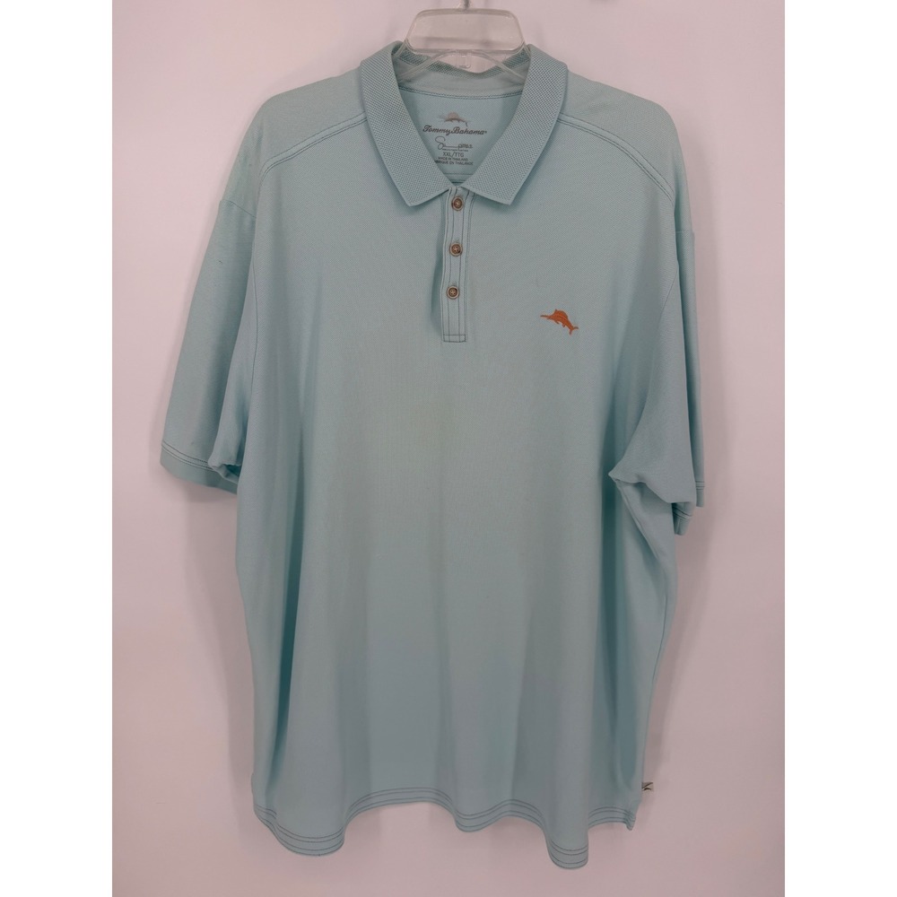 Tommy Bahama Mens Polo Shirt Light‎ Blue Marlin Logo Short Sleeve Big Tall XXL